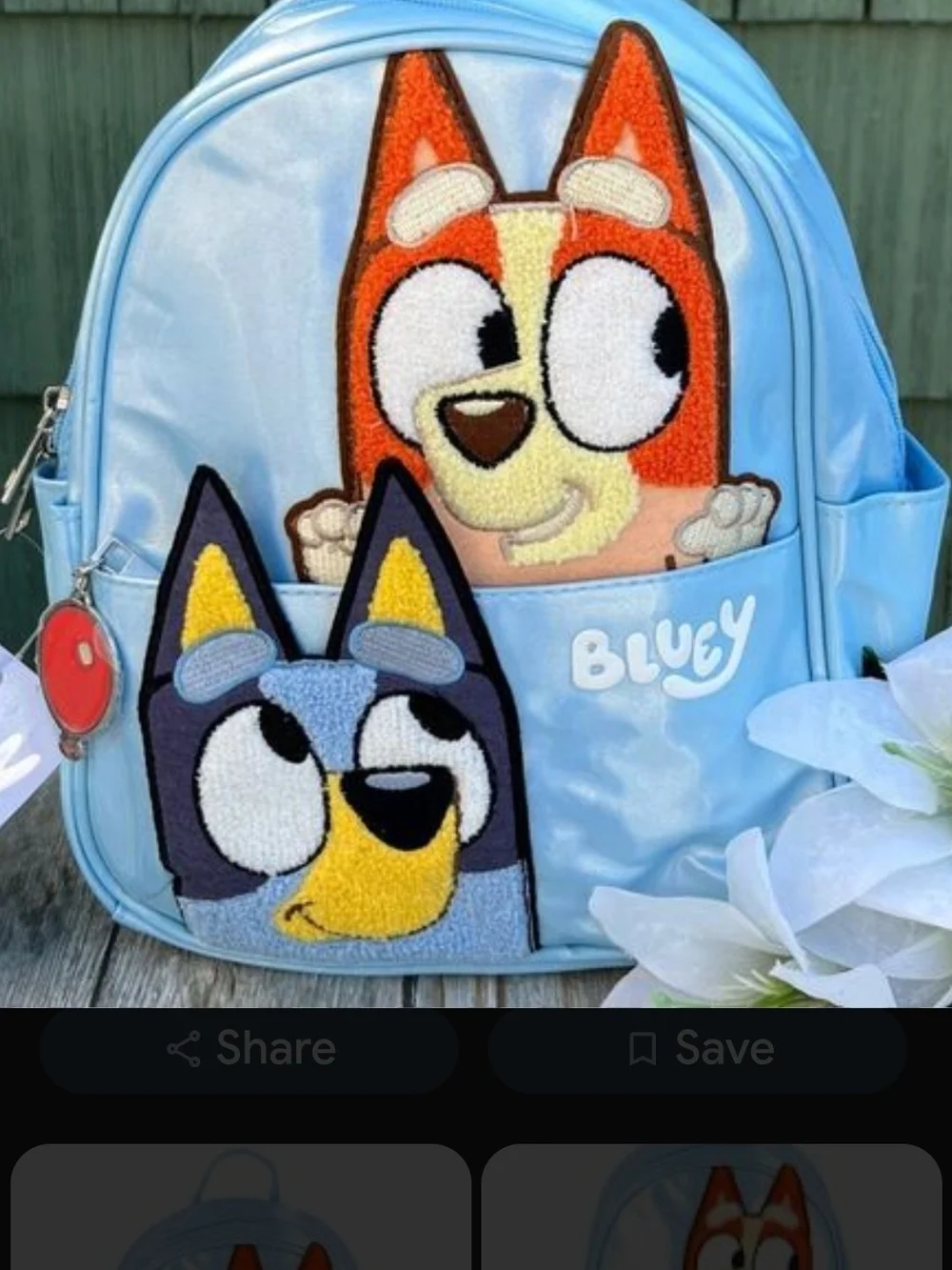 Bluey Light Blue Kids Backpack with Character Patches